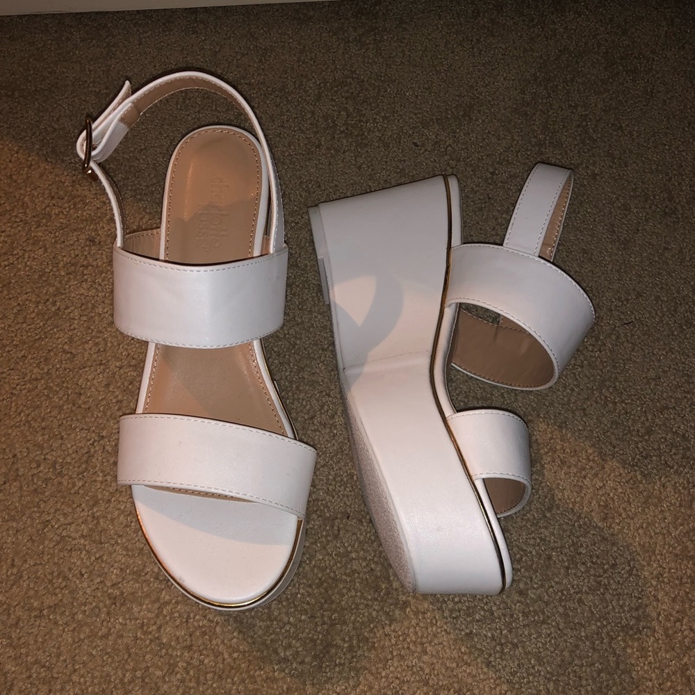 White wedge sandals